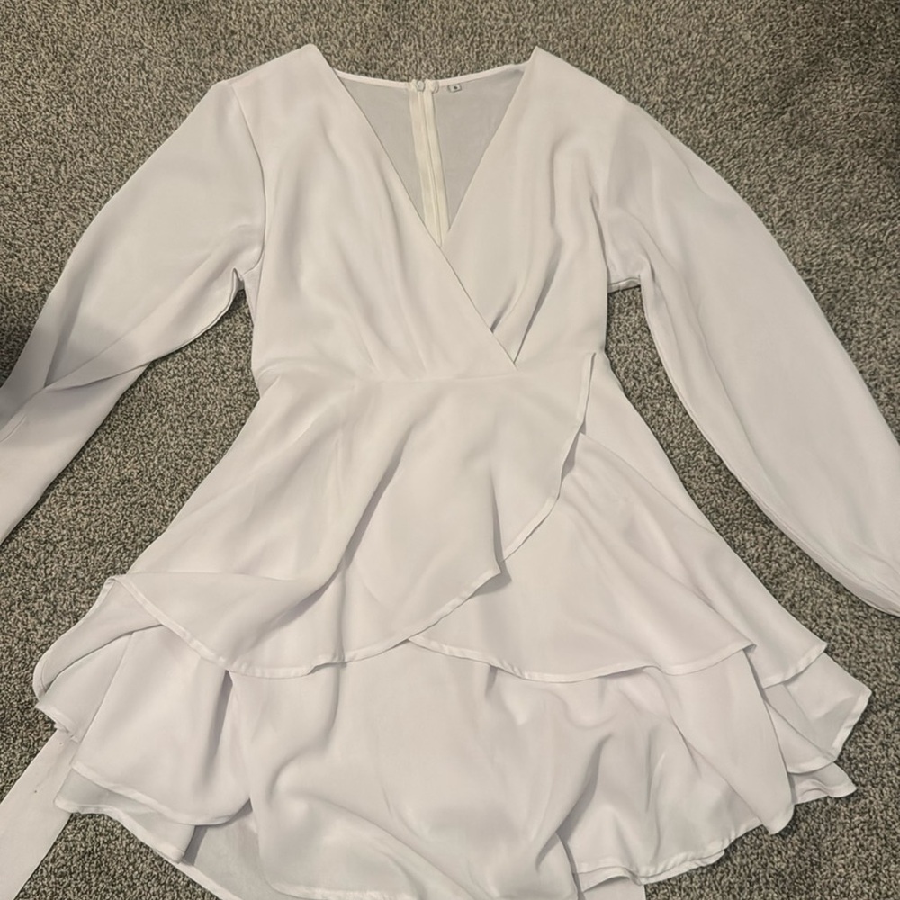 White flowy mini dress